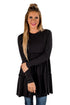 Sexy Black Long Sleeve Layered Babydoll Tunic